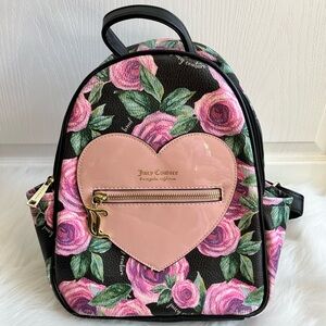 Juicy Couture Black and Pink Rose Backpack